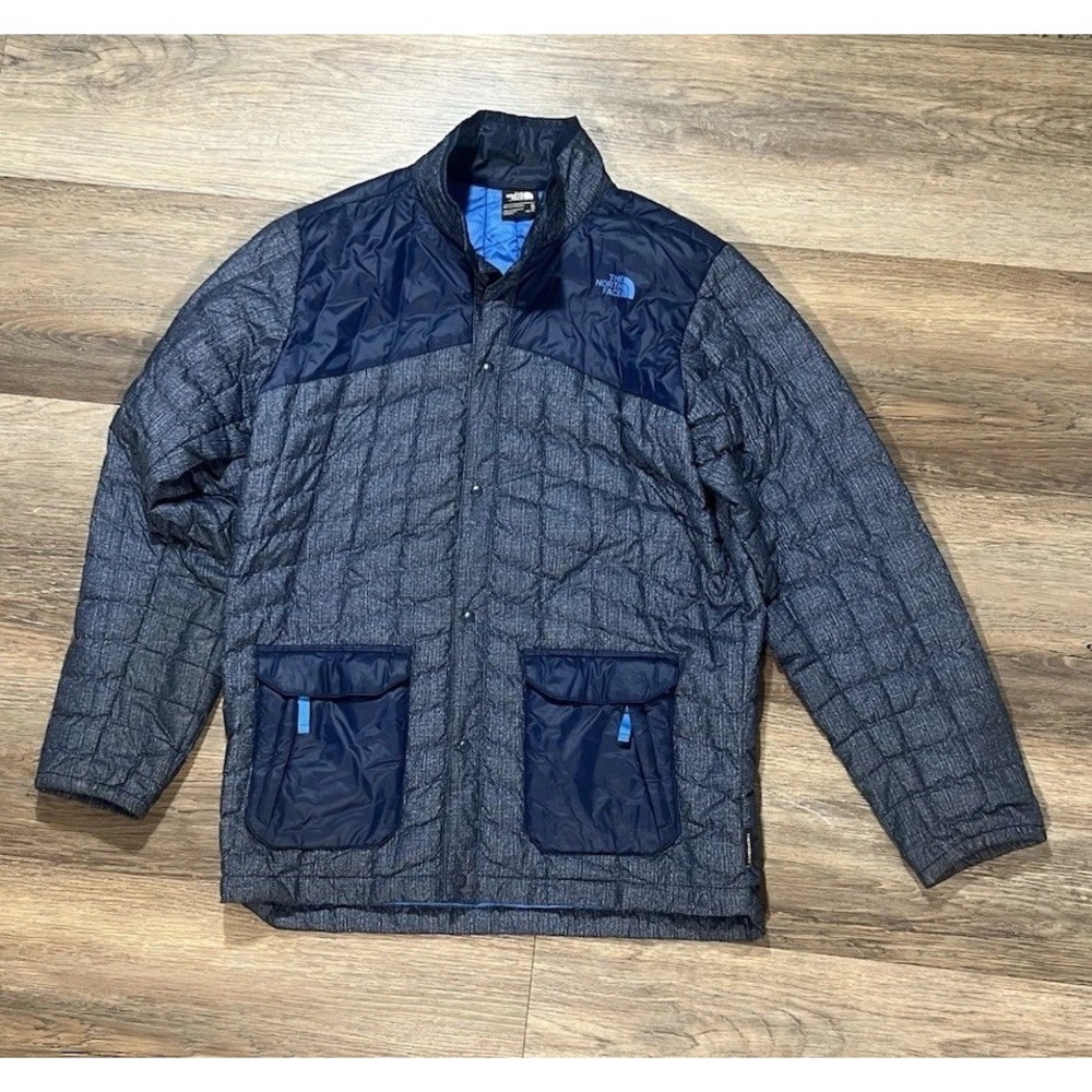 The North Face Boys XL 18/20 Quilted Insulated Snap Front Jacket Blue Gray